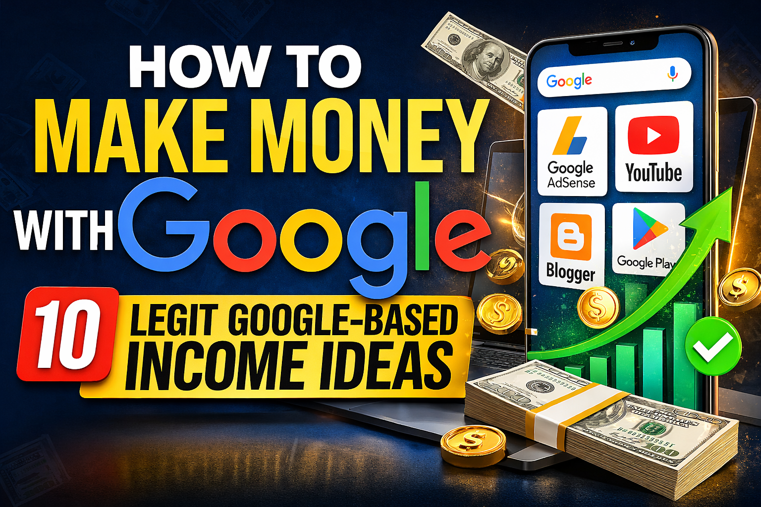 how to make money with google online income ideas google adsense youtube blogger earnings