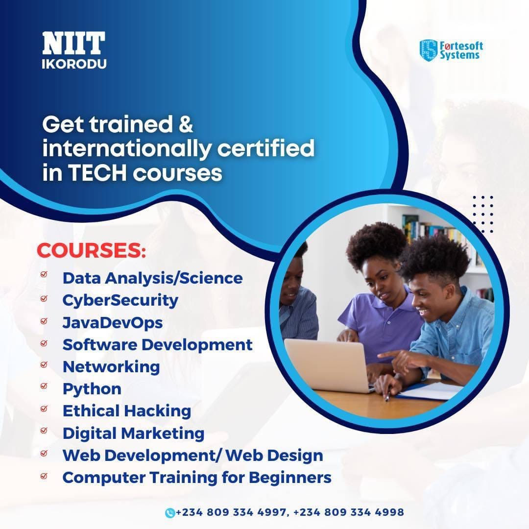 NIIT Ikorodu tech training digital skills training in Ikorodu tech training institute in Ikorodu Lagos
