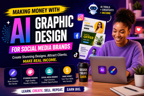 how to make money with AI graphic design for social media brands